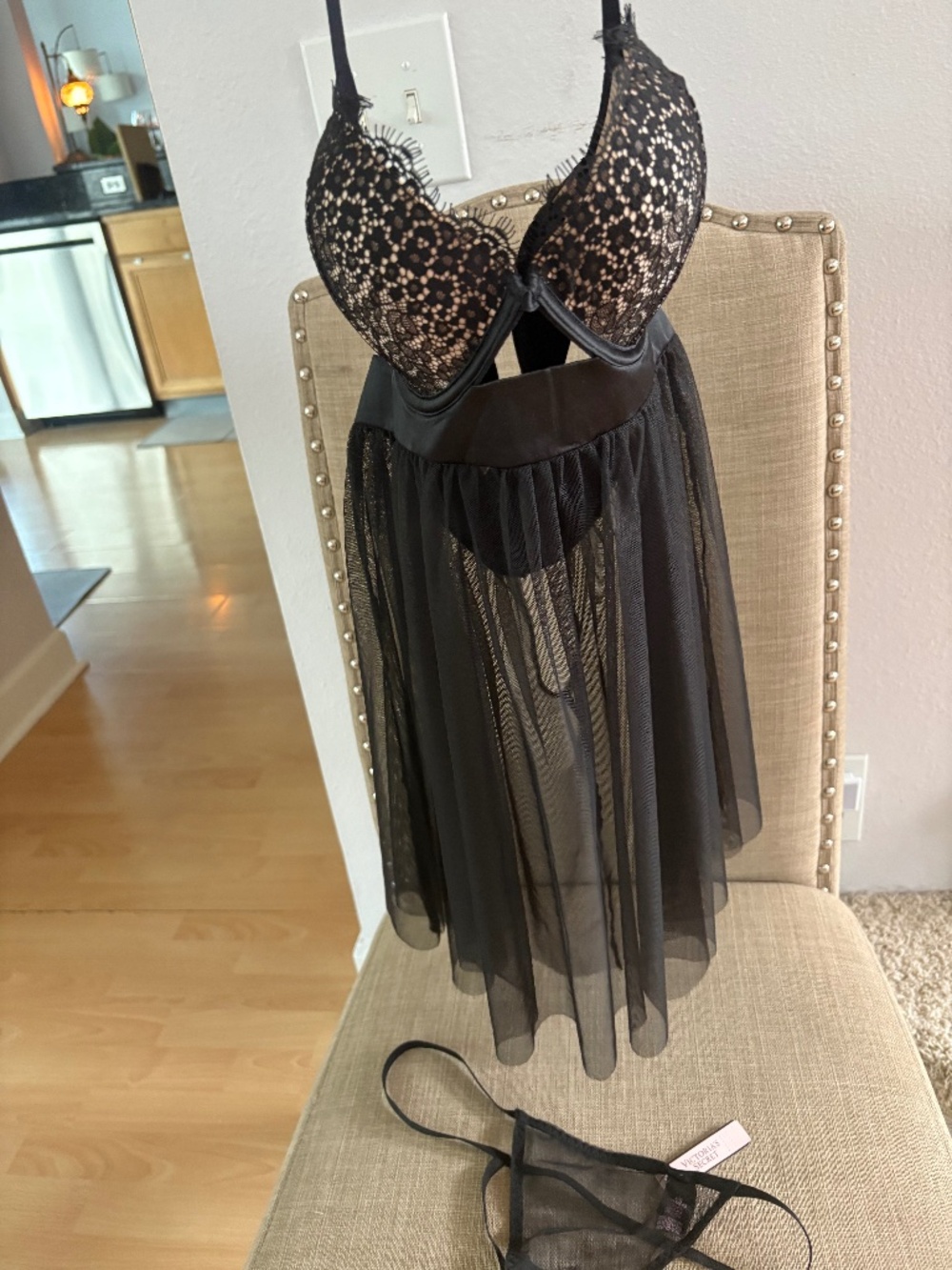 **Victorias Secret Black Lace Babydoll 34C (NWT)
